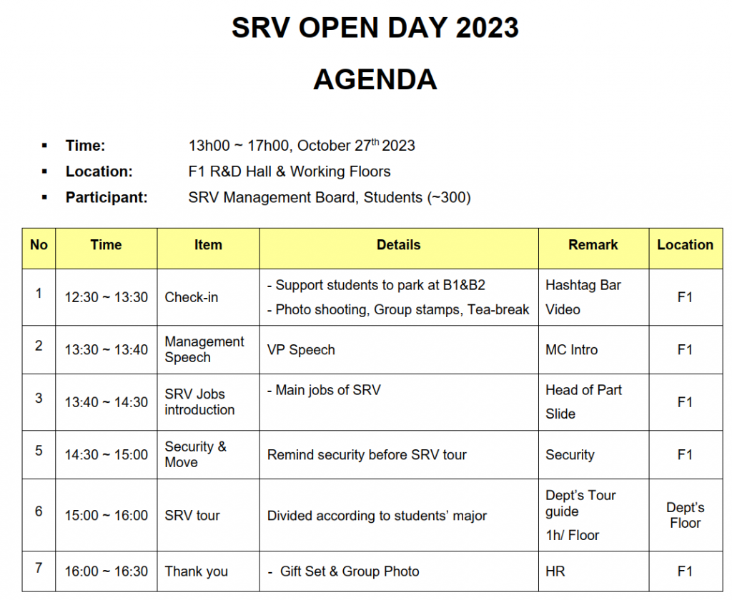 (SRV) SRV Open Day 2023_Agenda